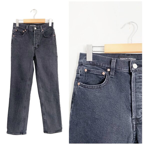 The Arlo Hi-Rise Straight by Denim Forum in Washed Black / size 25 inch waist - Picture 4 of 8